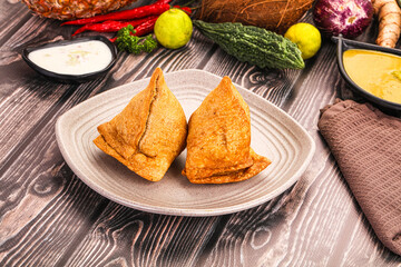 Indian cuisine - stuffed samosa pastrie