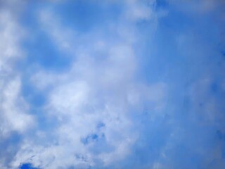 Bright blue sky with scattered white clouds on a sunny day
