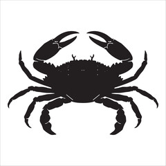 Crab Silhouette vector illustration : with Ocean Wave Design; Nautical, Seafood, Bold, Detailed, Monochrome Graphic Illustration.