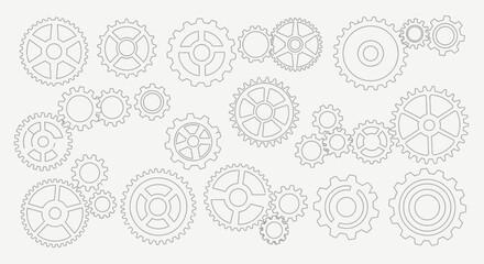 Dynamic gear arrangement symbolizing innovation, connection, and mechanical progress