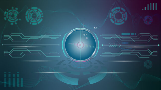 Central viewfinder of a modern jet fighter plane design with three targets ahead
