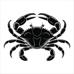 Crab Silhouette vector illustration : with Ocean Wave Design; Nautical, Seafood, Bold, Detailed, Monochrome Graphic Illustration.