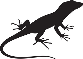 Detailed anole lizard silhouette illustration for nature and wildlife designs