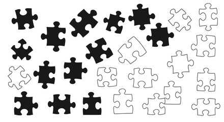 Discovering connections and solutions with scattered puzzle pieces, representing teamwork, strategy, and problem-solving.