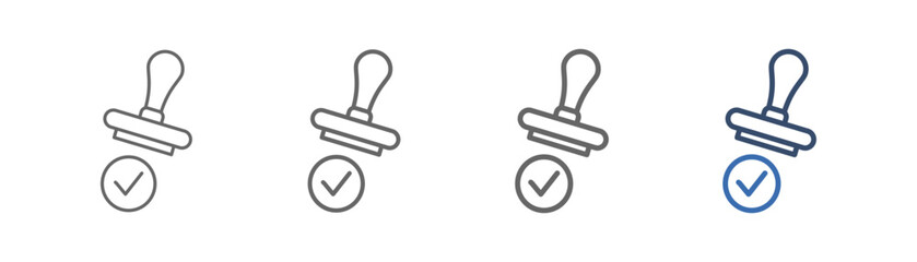 
outline icon set stamp with stamp design and tick design