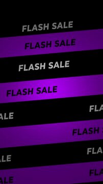 Full HD stock | Sale kinetic typography displays the words flash sale repeated over purple and black lines. Perfect for promoting limited time offers and discounts in marketing campaigns.