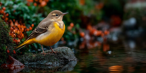 Serene Red Throated Flycatcher Taking a Rest on a Branch in the Tranquil Outdoors 美しい野鳥ニシオジロビタキ