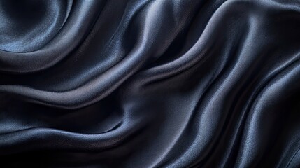 Fototapeta premium Dark Blue Silk Fabric Draped Softly