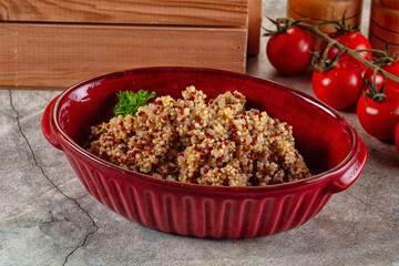 Boiled quinoa cereal in the bowl
