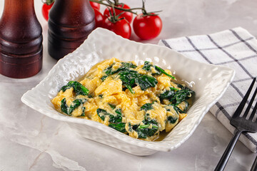 Omelette with spinach for breakfast
