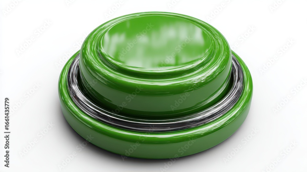 Wall mural easy button green. big green push-button symbol for website design