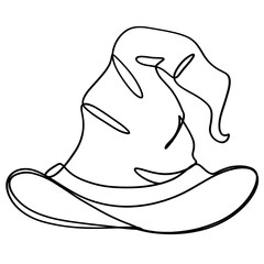 Witch hat continuous one line art drawing 