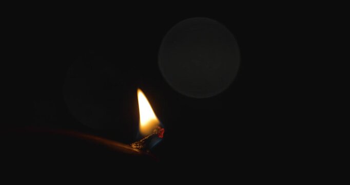 Diya, Deepak with Flame and Darkness all around