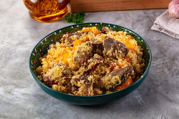 Traditional couscous with lamb and vegetables
