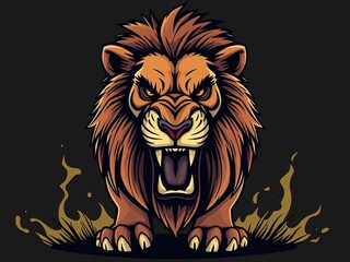 Obraz premium an image of a lion with its mouth open and its mouth wide open, there is a lion with its mouth open and its mouth wide open
