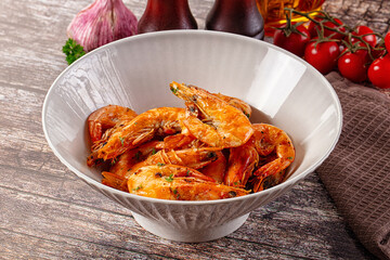 Delicous roasted tiger prawn snack