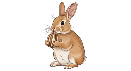 Isolated Easter Bunny Holding Chocolate Egg