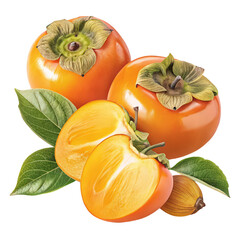 Ripe persimmons close-up fruit image PNG transparent background sweet juicy orange persimmons isolated nature fresh ripe fruit illustration PNG design food art organic healthy diet render