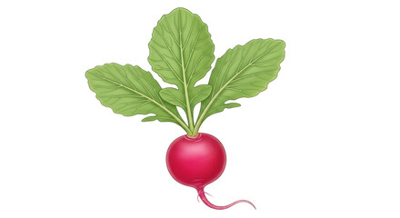 Isolated Fresh Radish with Green Leaves