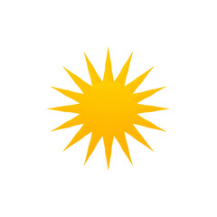 Photo of yellow sun with a spiky, star-like appearance isolated on transparent background