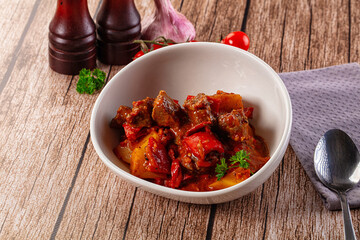 Stew Hungarian goulash with beef and vegetables