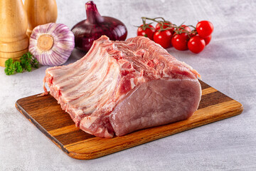 Raw pork loin with bone