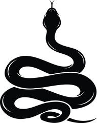 Fototapeta premium Coiled snake silhouette with raised head, vector