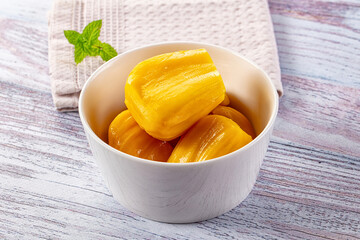 Canned sweet juicy yellow Jackfruit