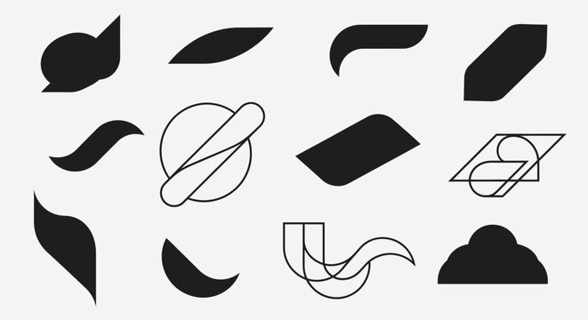 Modern abstract shapes for graphic design projects, dynamic and versatile design elements