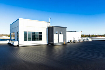 High-quality flat roof overview with single structure detail Generative AI