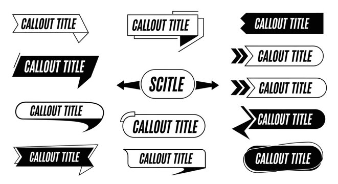 Dynamic modern callout titles and banners for impactful text presentation and design elements