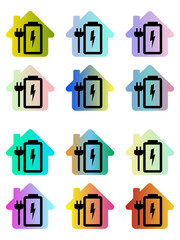 Battery Power Icon Set, Energy and Charging Symbol Collection