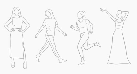 Dynamic female figures showcasing movement elegance and active lifestyles perfect for fashion and fitness concepts