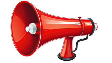 Cartoon Red Megaphone with Space for Text Loudspeaker Announcement Communication Illustration Isolated on White Background