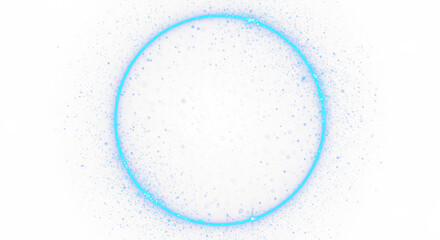 Blue Circular Round Frame with sparkles and flares, featuring abstract luminous particles and a blue stardust light effect on a transparent background.