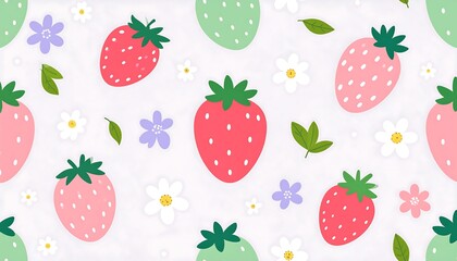Strawberry floral pattern illustration