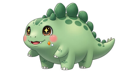 Isolated Cartoon Stegosaurus Dinosaur Kawaii