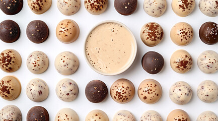 quail eggs on white background