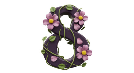 Isolated Number 8 with Flowers