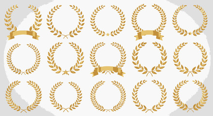Stunning golden laurel wreath collection for awards, logos, and design projects that need a touch of elegance