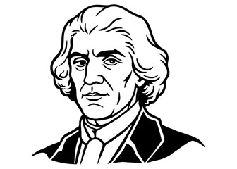 thomas jefferson, a beautiful line art picture. 
