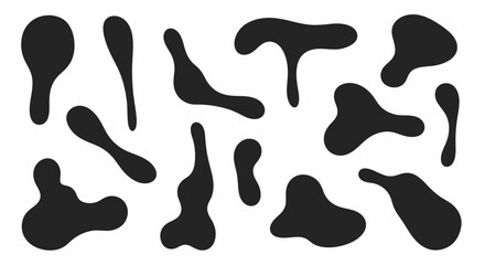 Modern abstract fluid shapes in black for unique design elements and backgrounds