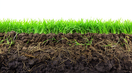 green grass in the soil