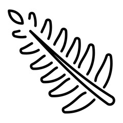 A linear icon depicting a fern leaf shape