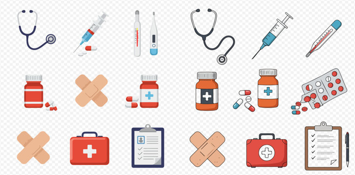 A comprehensive collection of essential medical tools, healthcare supplies, and first aid equipment for health and wellness.