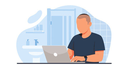 Man working on a laptop in a relaxed home environment, depicting remote work, online learning, or personal digital productivity.