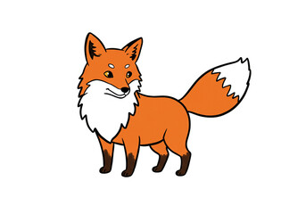 Obraz premium Cute Cartoon Fox Illustration on Black Background png, isolated on transparent background