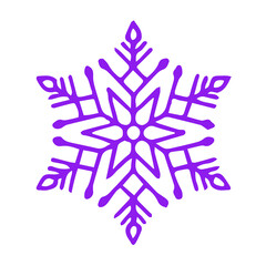 Vibrant purple snowflake illustration on a clean white background