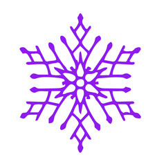 Elegant purple snowflake silhouette on a clean white background, symbolizing winter and cold.