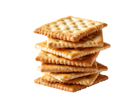 Delicious crispy crackers stacked high golden brown snack food, Isolated On Transparent Background